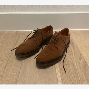 Paul Stuart Men 8D Trinity Blucher Chestnut Brown Suede Leather Made in England